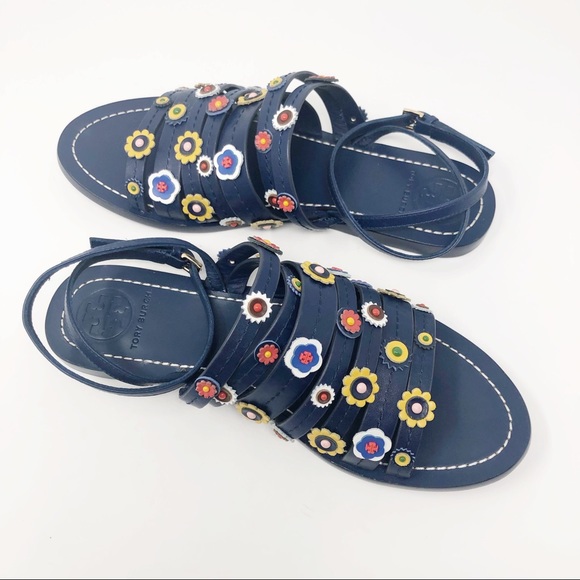Tory Burch Floral Marguerite Flat Sandals Size 9 - Picture 8 of 10